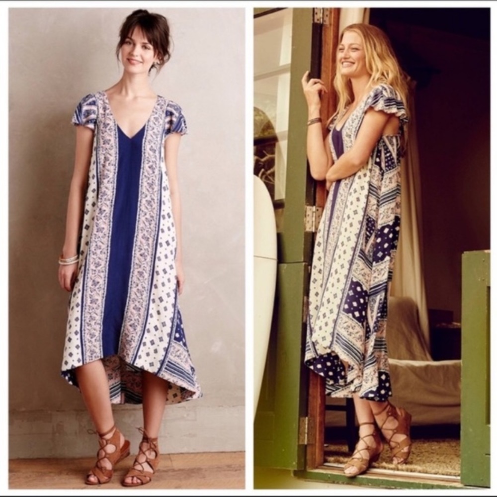 Maeve Anthropologie High Low Sundress Cape M